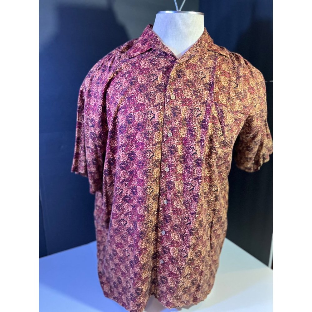 Men’s JF J. Ferrar 2XLT Brown/ Red Geometric Shapes Short Sleeve